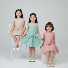 Two Mix - Yumi Setelan Anak Perempuan - Set Baju Vest Rok Anak Cewek Korea Style 1-8 Tahun 4459