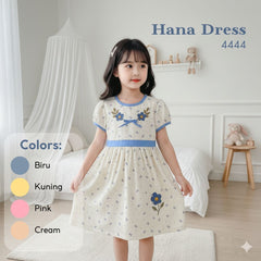 Two Mix - Hana Dress Anak Perempuan Bahan Kaos Knit Pita Bunga Size 1-8 Tahun 4444