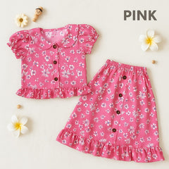 Two Mix - Lala Set 4455 Setelan Anak Perempuan Motif Bunga Lucu Usia 1- 8 Tahun
