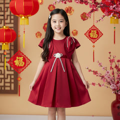 Two Mix - Baju Dress Pesta Imlek Anak Perempuan - Pakaian Formal Anak Cewek Satin 1-12 Tahun Y912
