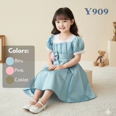 Two Mix - Baju Dress Anak Perempuan Pesta Satin Mewah 1-12 Tahun Y909