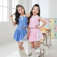 Two Mix - Arletta Set Baju Setelan Anak Perempuan Katun Combed 30s Crop Top Rok Plisket Usia 1-8 Tahun 4460
