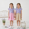 Two Mix - Zoya Dress Anak Perempuan Kaos Mix Jeans Oxford Warna Pink Mocca Usia 2–8 Tahun 4470