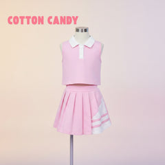 Two Mix - Arletta Set Baju Setelan Anak Perempuan Katun Combed 30s Crop Top Rok Plisket Usia 1-8 Tahun 4460