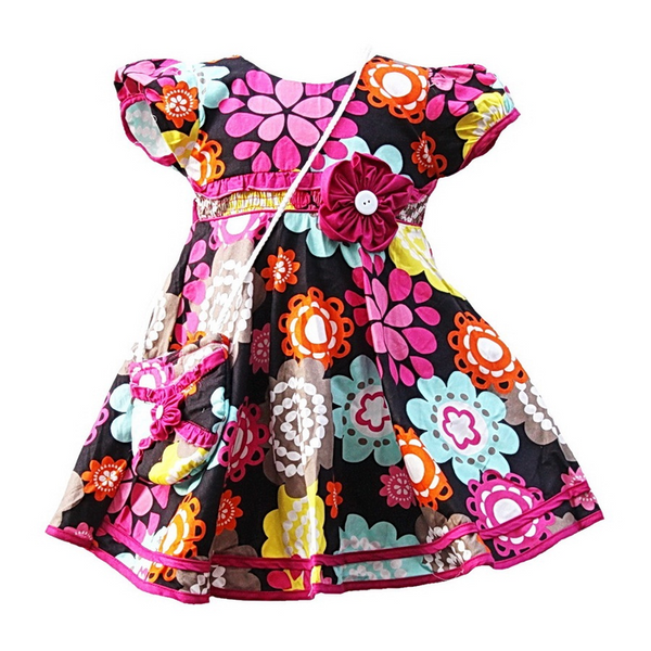 Dress Anak Perempuan Bunga-Bunga Pink 2057