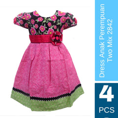 Two Mix Grosir Dress Anak Perempuan TM Bunga Batik 2842