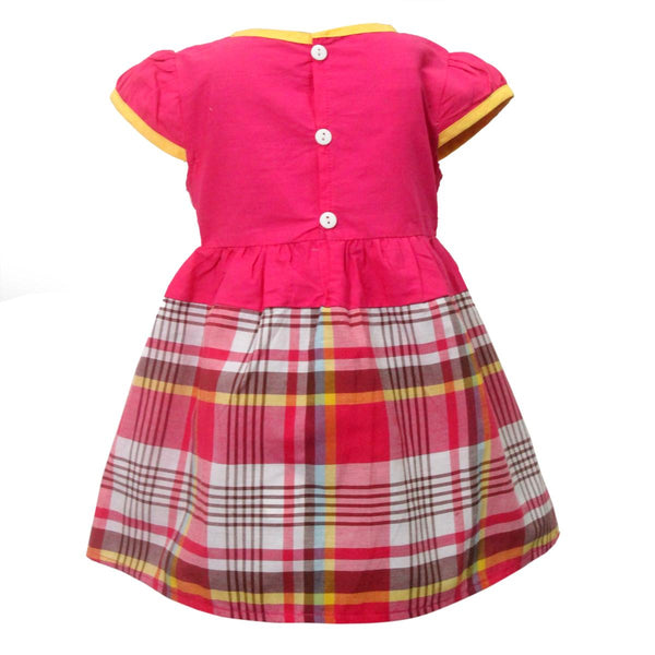Dress Bayi - Baju Bayi Perempuan - Gaun Anak Kotak Bordir Ayam Lucu 2240