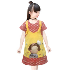Two Mix Dress Anak Katun Perempuan Motif Nonik Lucu Size 1-8 4204