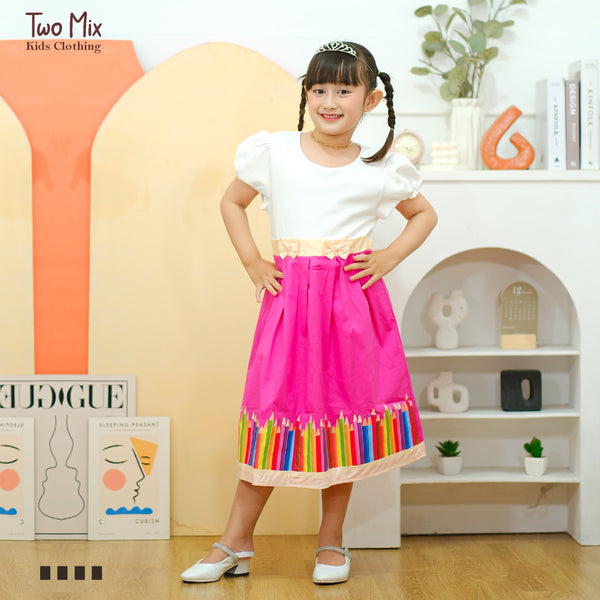 Two Mix Dress Anak Perempuan Bahan Katun - Baju Anak Wanita Fashion Usia 1-12 Tahun 4216