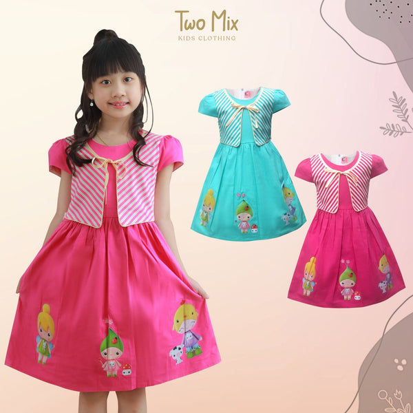 Two Mix Dress Anak Perempuan Katun Digital Printing Usia 1-12 Tahun 4217