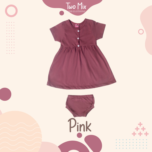 Two Mix Short Sleeve Dress Bayi - Dress Anak Perempuan 4219