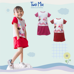 TWO MIX Setelan Anak Perempuan Digital Printing Bahan Kaos 4237