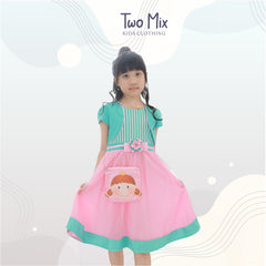 Two Mix Dress Anak Perempuan Fashion 1-12 Tahun 4259