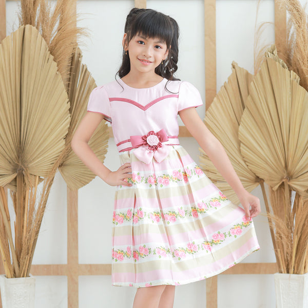 Two Mix Baju Anak Perempuan Fashion - Dress Anak Cewek Wanita Bahan Kain Satin Usia 1-12 Tahun 4277