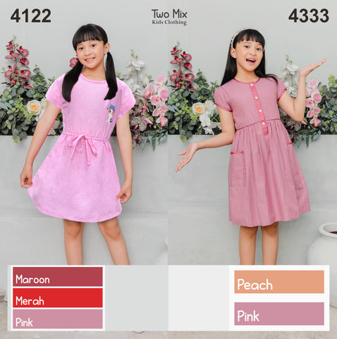 Two Mix - Dress Anak Santai Perempuan - Baju Anak Cewek Kasual - Atasan Anak Perempuan 1-8 Tahun 4333 4122B