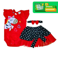 Two Mix Set Jumper Rok Tutu Bandana Bayi Perempuan 0 - 3 bulan dj708