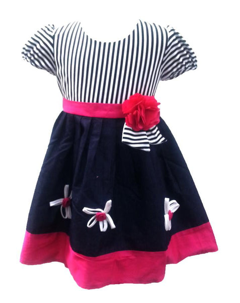 Dress Anak Cewe / Baju Anak Perempuan / Termurah / Dress Anak Perempuan Salur Navy Fanta Merah 1923 Size 1 , Size 2 , Size 3 , Size 4 , Size 6