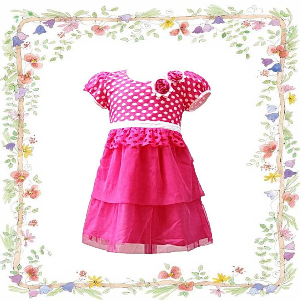 Dress Anak Fashion / Baju Anak Perempuan / Gaun Anak Wanita / SNI / Terbagus / Renda Polka Dot Dengan Rok Layer 2011 Size 1 , Size 2 , Size 3