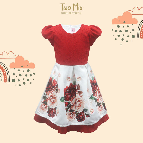 TWO MIX Dress Anak Perempuan Digital Print Bunga Cantik 4269