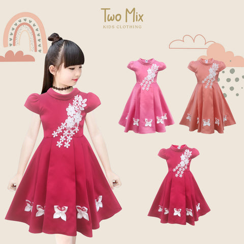 Two Mix  - Dress Anak Perempuan Bahan Satin 1-12 Tahun Y877