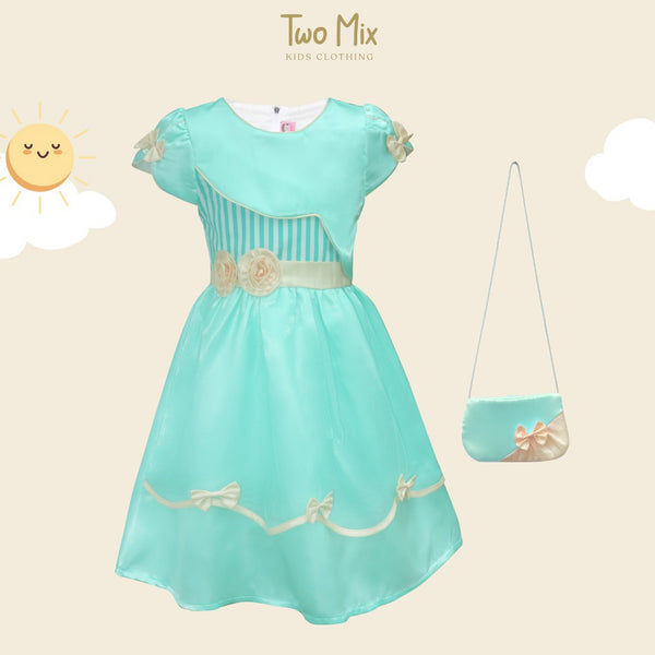 TWO MIX - Dress Anak Perempuan Satin GRATIS Tas Cantik 1-12 Tahun 4285
