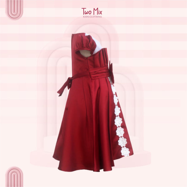 Two Mix Dress Anak Pesta Perempuan Cantik Usia 1-10 Tahun Bahan Satin Y869