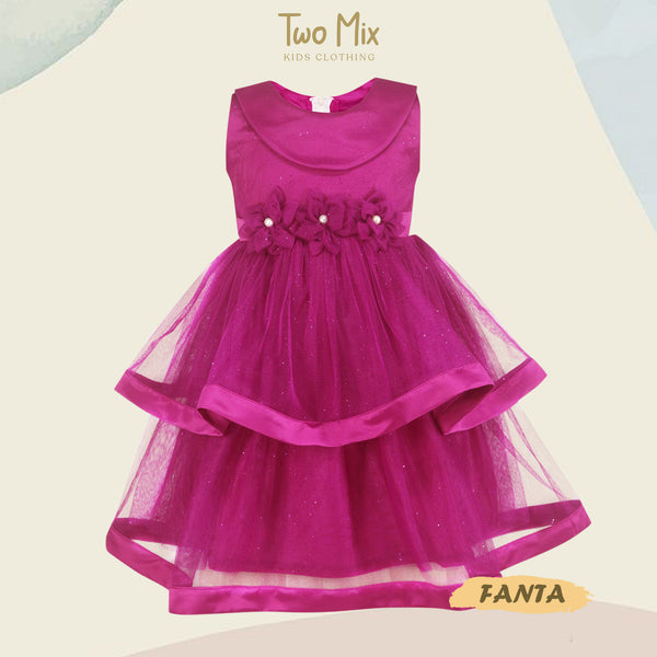Two Mix Dress Anak Perempuan Fashion - Gaun Anak Pesta Wanita Size 1-12 Tahun Y872