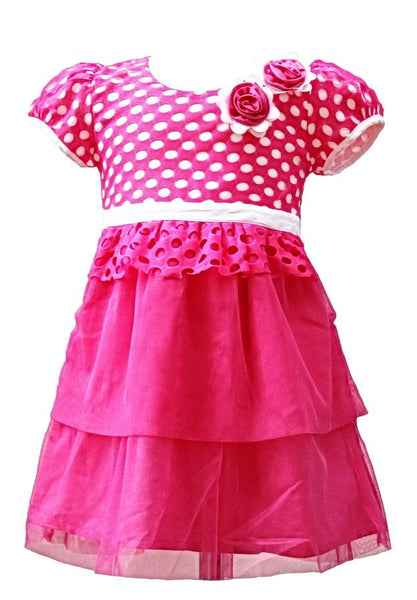 Dress Anak Fashion / Baju Anak Perempuan / Gaun Anak Wanita / SNI / Terbagus / Renda Polka Dot Dengan Rok Layer 2011 Size 1 , Size 2 , Size 3