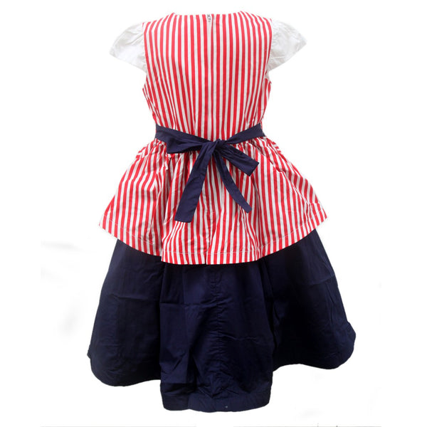 Two Mix Baju Anak Perempuan Dress Import Motif Salur Peplum Bordir Rose Size 7