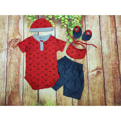 Two Mix Set Baju Bayi Laki Laki Free Topi Slaber Sepatu dj739