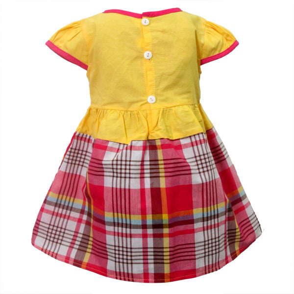 Dress Bayi - Baju Bayi Perempuan - Gaun Anak Kotak Bordir Ayam Lucu 2240