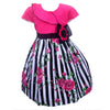 Two Mix Dress Baju Anak Perempuan Salur Ruffle Pink