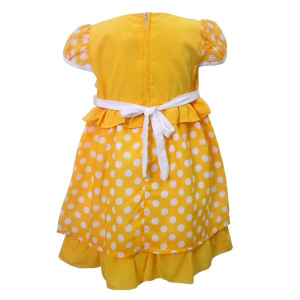 Dress Anak Cewe / Baju Anak Perempuan / Termurah / Dress Anak Perempuan Onde Polkadot Warna Kuning 1882 Size 4 , Size 7