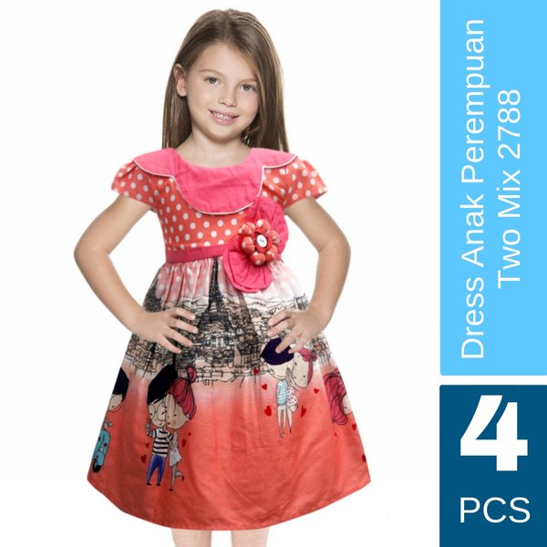 Grosir Baju Anak Fashion Dress Bahan Katun Printing Berkualitas 2788