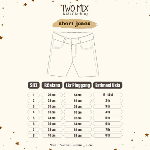 Two Mix Kids Denim Pants - Celana Pendek Jeans Anak Perempuan 1-8 Tahun 4321