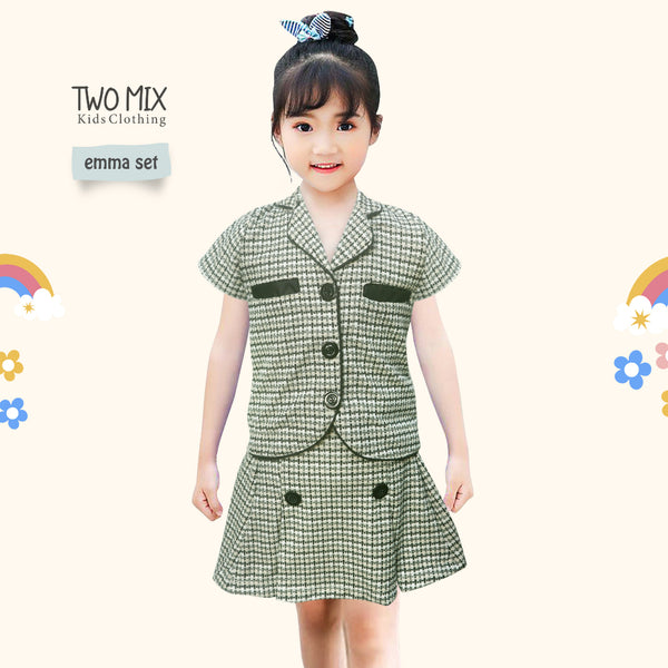 Two Mix - Setelan Anak Perempuan Kotak - Stelan Baju Anak Cewek Lucu Fashion 1-6 Tahun 4365A