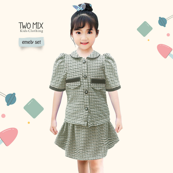 Two Mix - Setelan Baju Rok Anak Perempuan Lucu - Emely Set Ruffle 1-6 Tahun 4365B