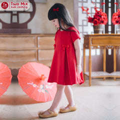 CNY 2024 - Two Mix - Lunara Dress Anak Imlek Perempuan 2024 - Gaun Anak Cewek Lunar Chinese New Year 1-12 Tahun 4389