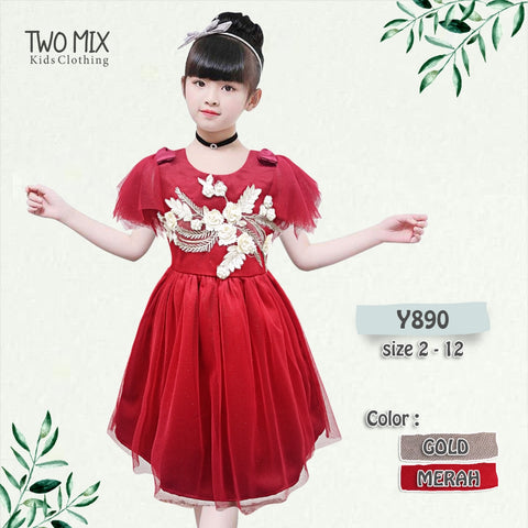 Two Mix - Baju Dress Anak Perempuan Lebaran 2024 1-12 Tahun Y890