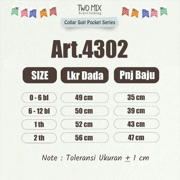 Two Mix - Baju Jumper Bayi Playsuit  - Collar Suit Lucu Laki Laki / Perempuan 0 1 2 Tahun 4302
