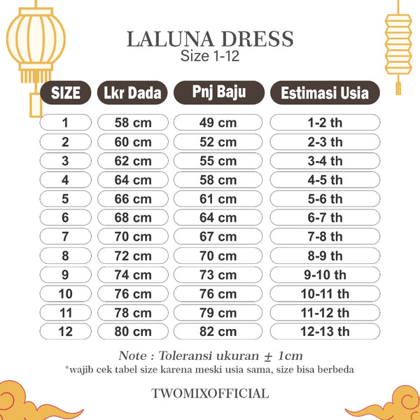 CNY 2024 - Two Mix - Laluna Dress Anak Imlek Perempuan 2024 - Gaun Anak Cewek Lunar Chinese New Year 1-12 Tahun 4390
